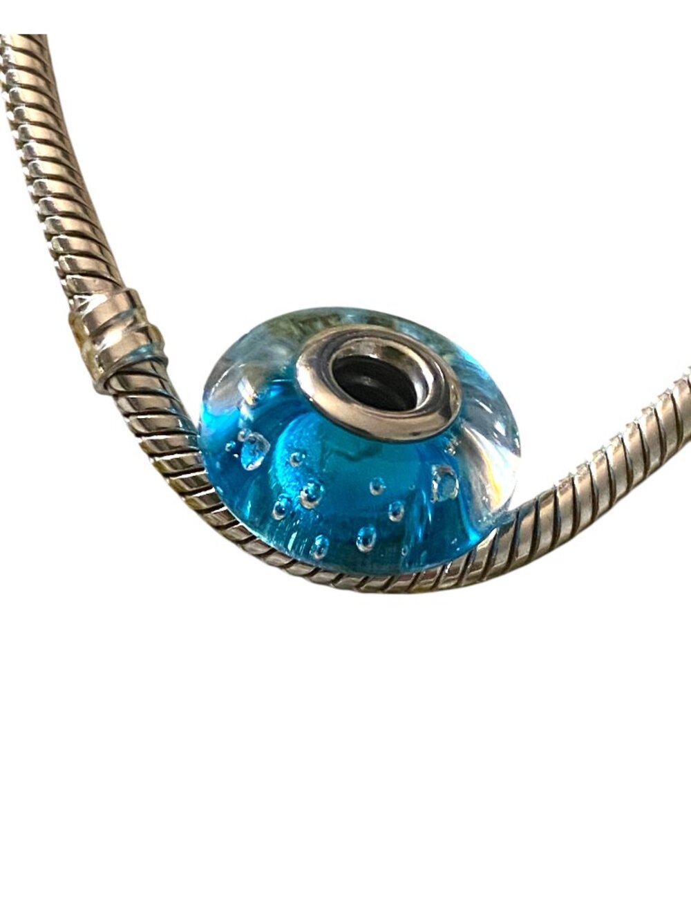 Pandora Blue Clear Murano charm bead